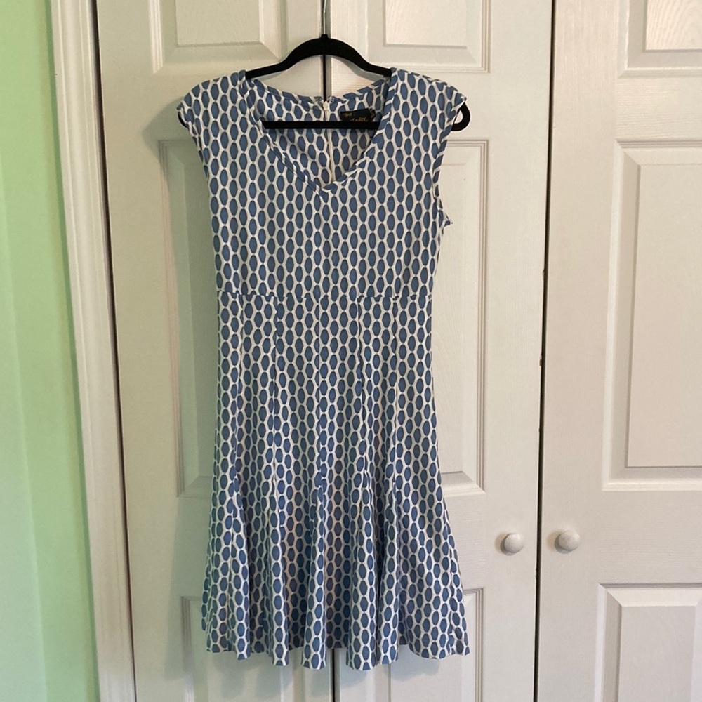 Taylor blue and white dress